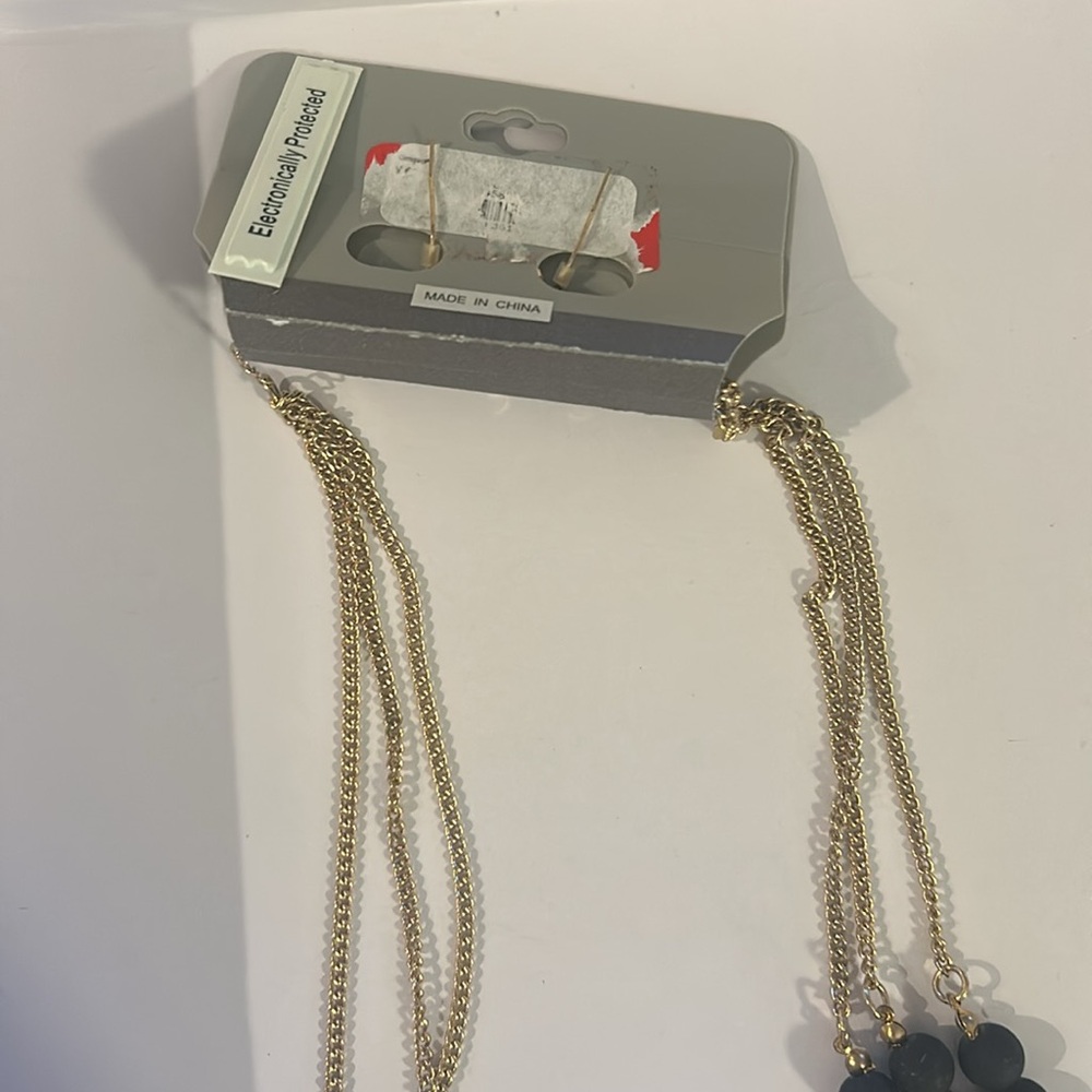 Daisy Fuentes Black Bead & Gold Rhinestone Accent Artistic Necklace NWT So CUTE! - Picture 5 of 6